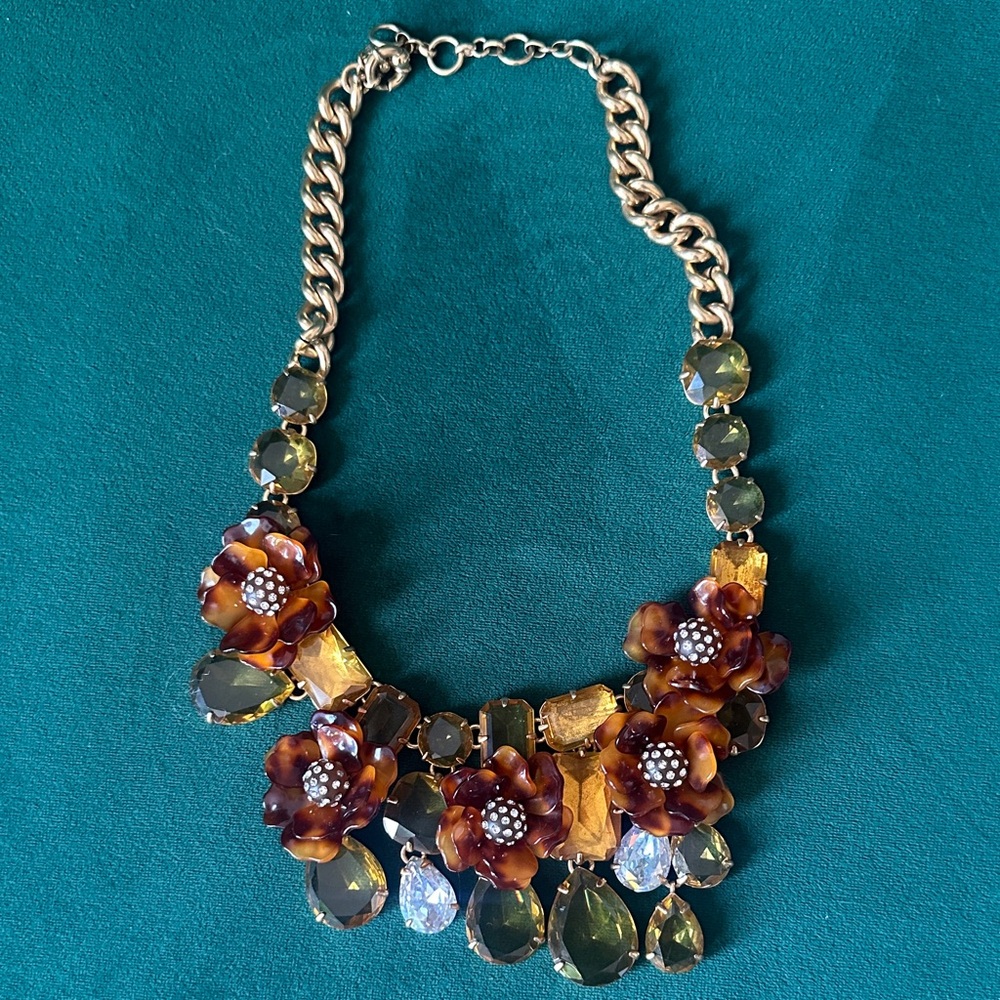 J. Crew Floral Necklace with Gold and Brown Hues